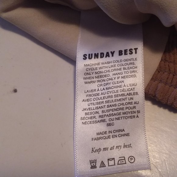 Wilfred Women's 2XS Tan Crop Top Peasant Sleeve Runched Back - Picture 9 of 11